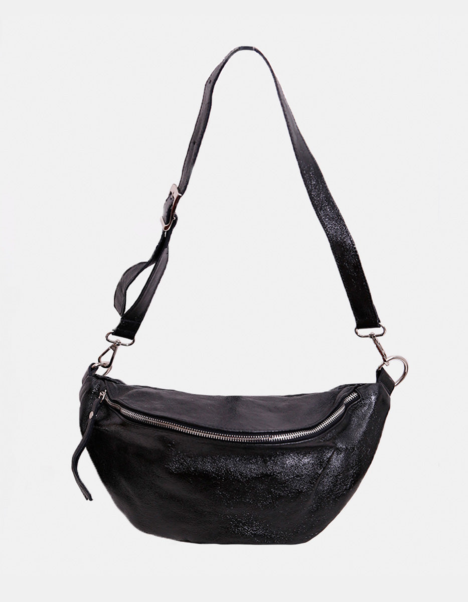 Chest Bag de Piel Color Ágata Negro Glam Bags