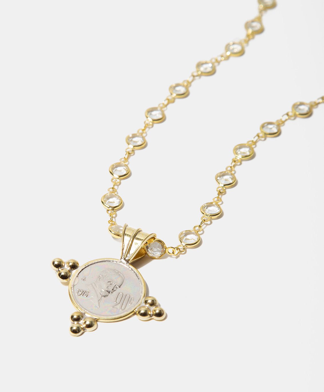 Collar moneda auténtica con perlas cromadas Memorias