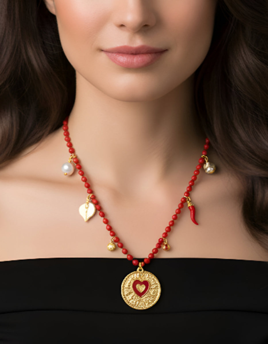 Collar rojo monedas auténticas Memorias Memorias