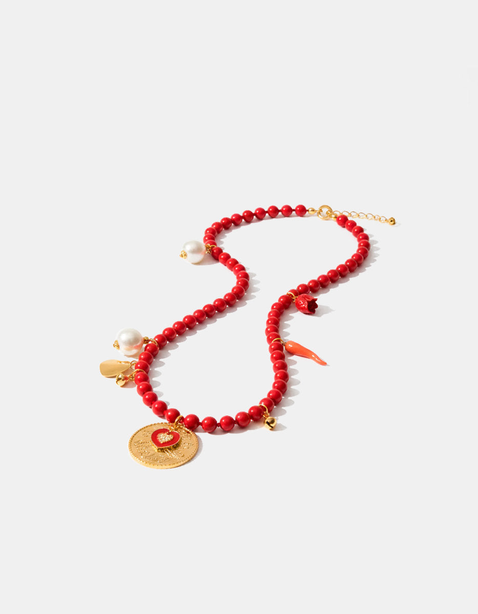 Collar rojo monedas auténticas Memorias Memorias