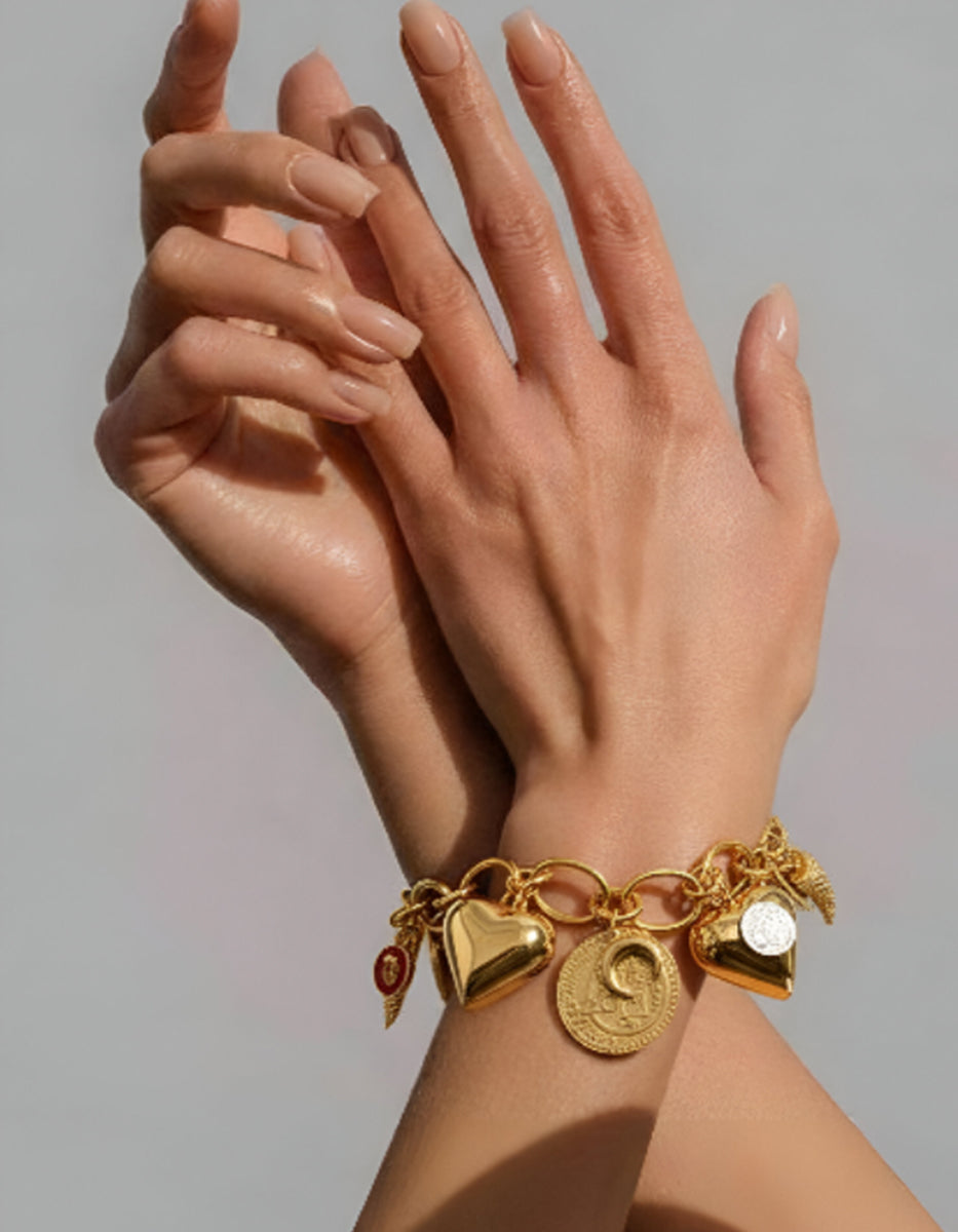 Pulsera monedas auténticas corazones Memorias