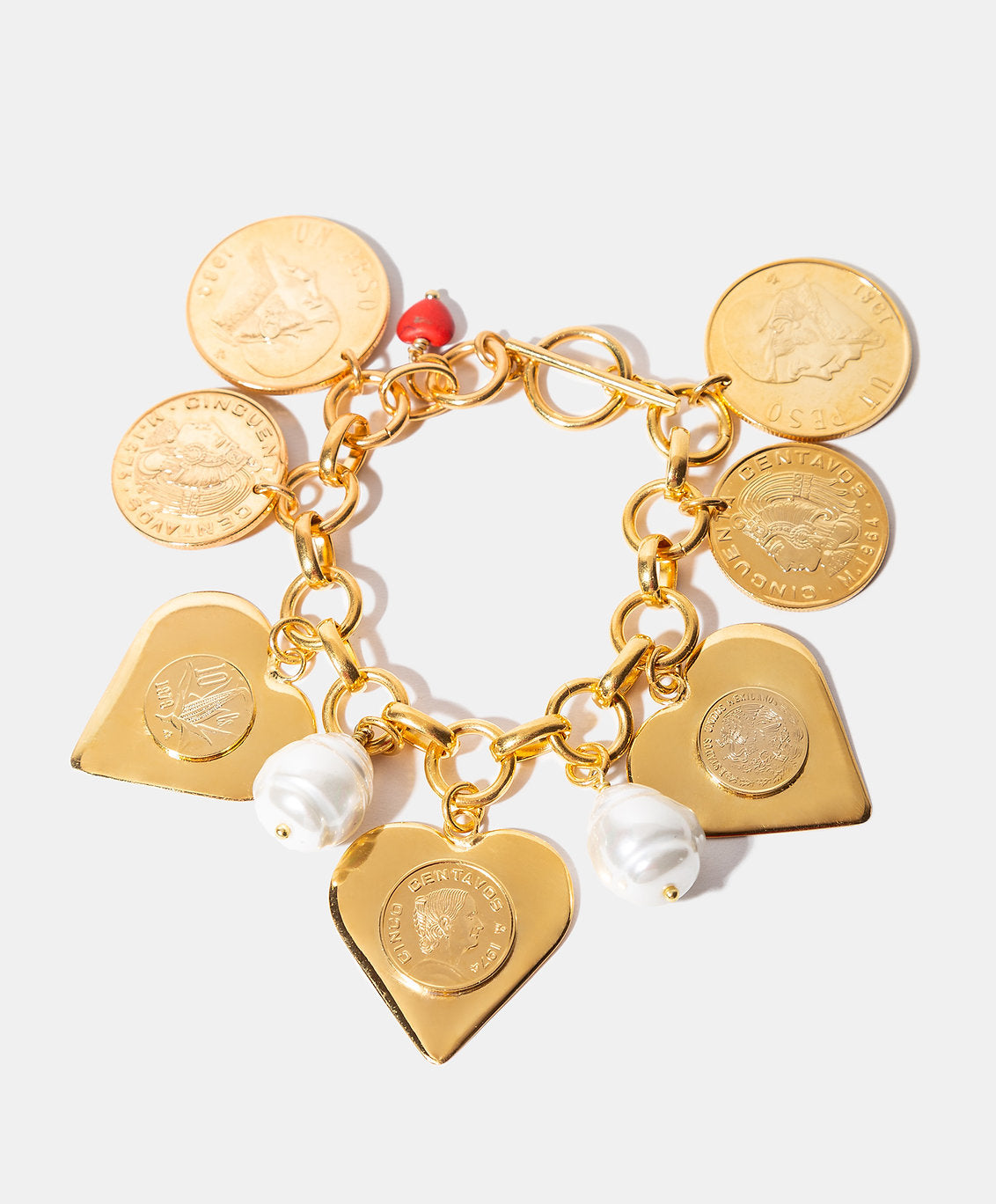 Pulsera monedas auténticas corazones Memorias