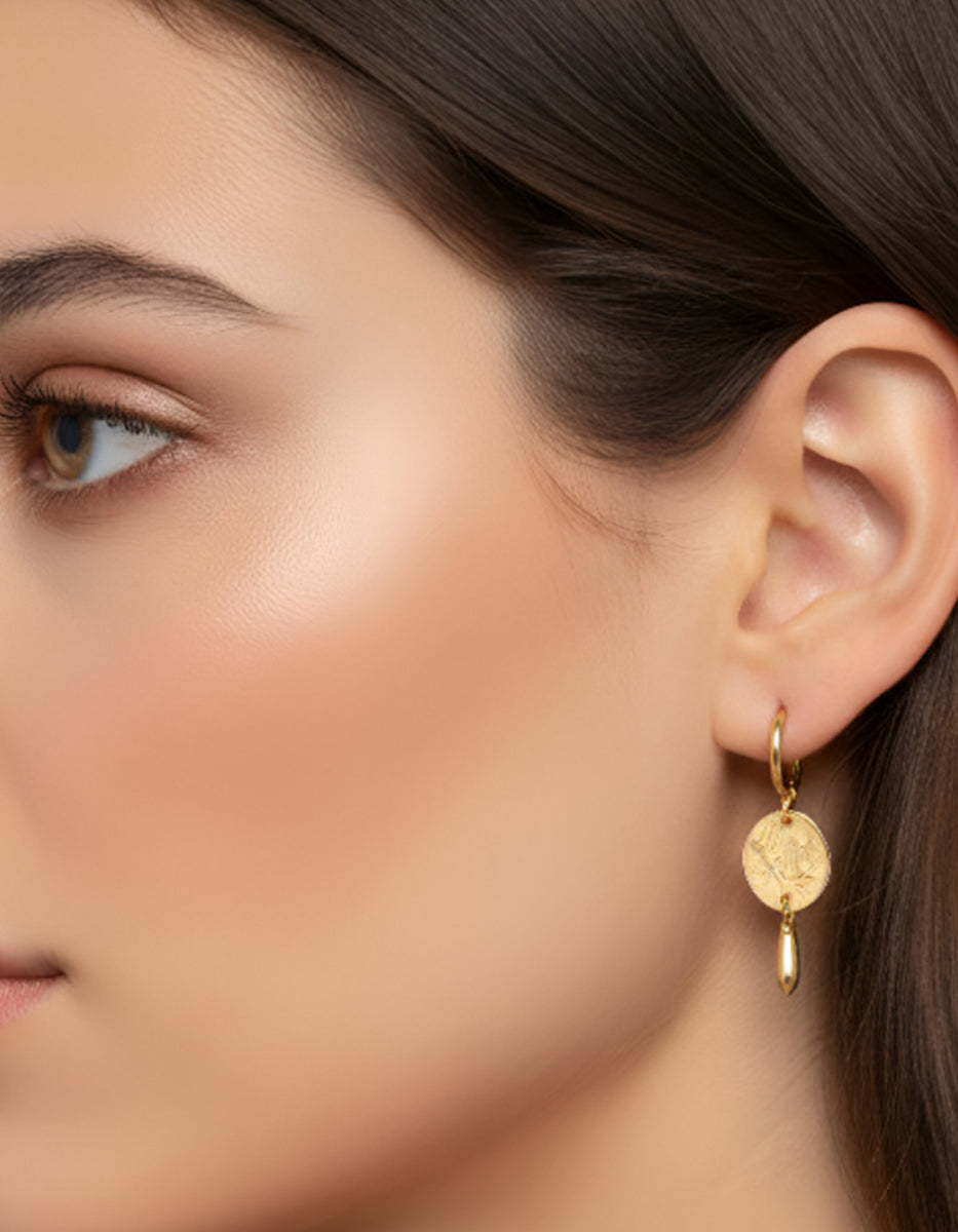 Aretes moneda auténtica corazón Memorias