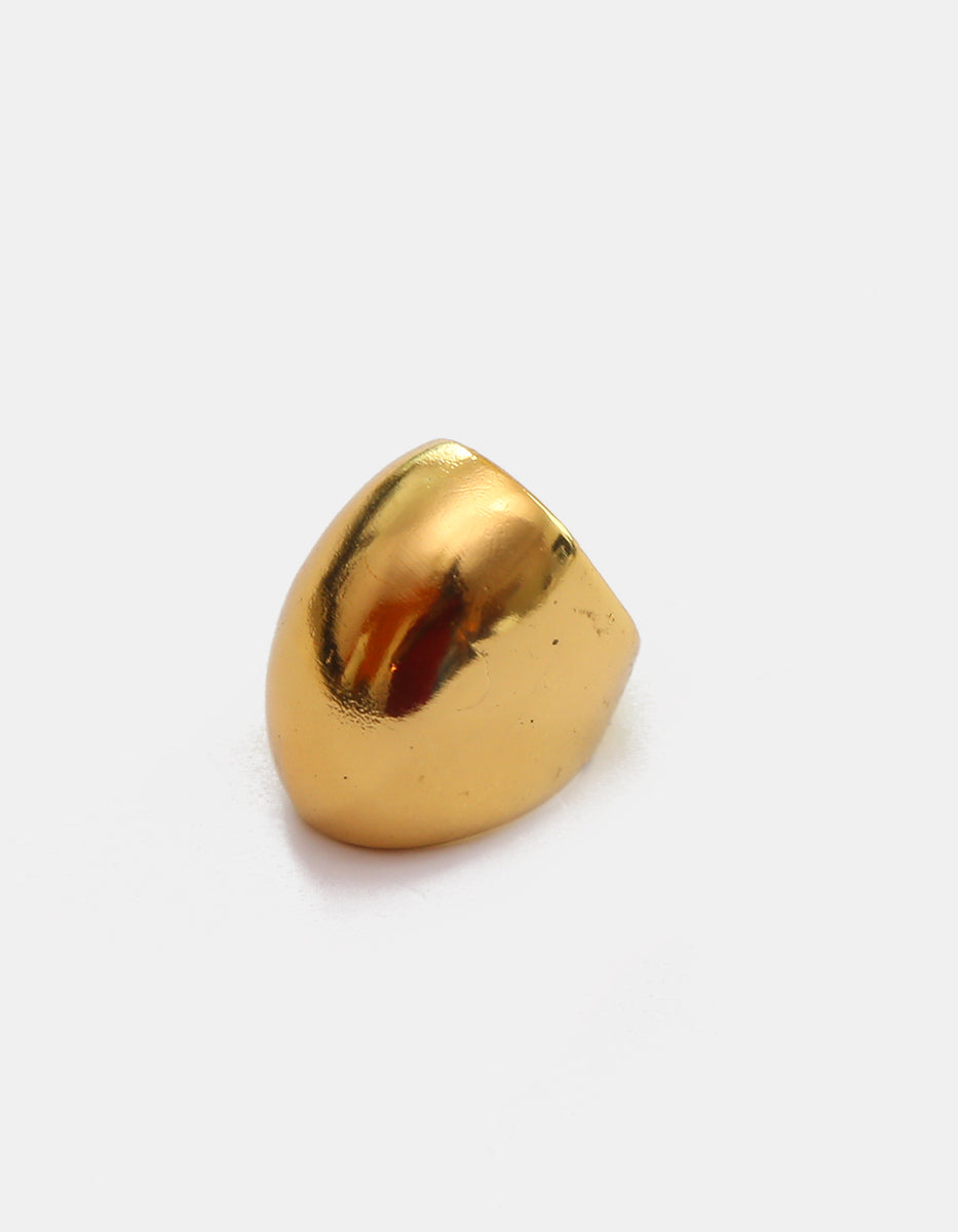 Anillo de domo bombacho liso en bronce con baño de oro de 22k Golden Chic