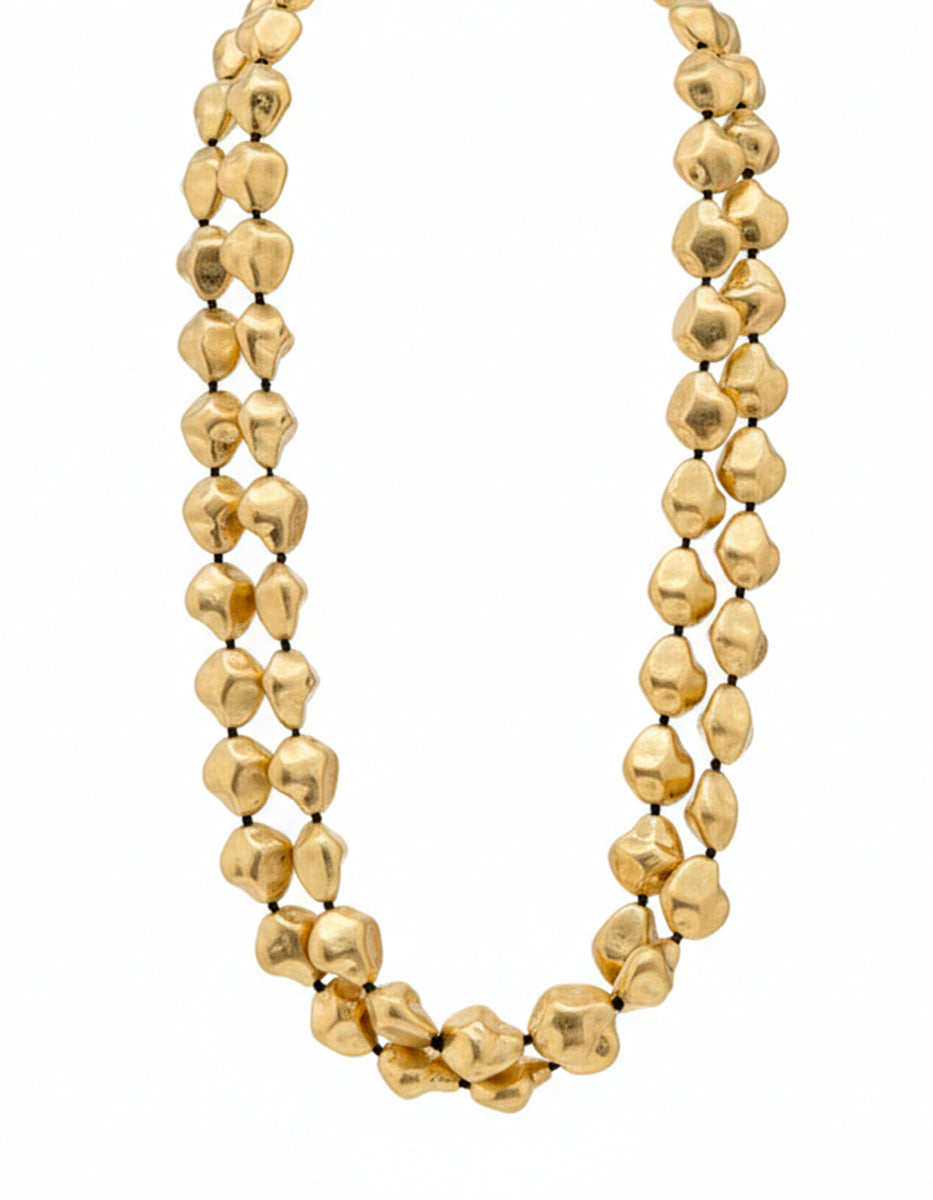 Collar Largo en Oro Laminado 22 kt con Formas Orgánicas Golden Chic