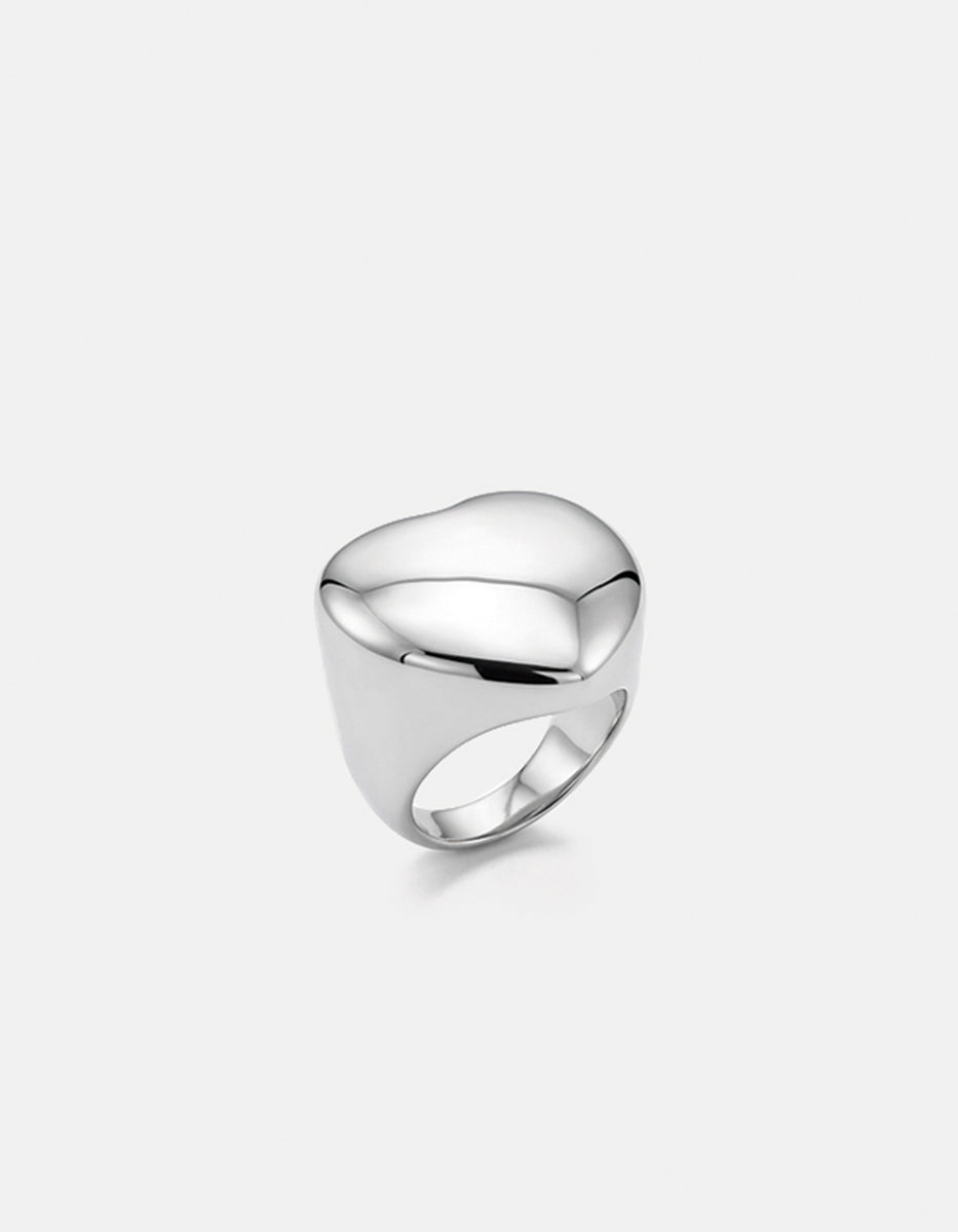 Anillo de metal noble con baño de platino en forma de corazón talla 8 Argento