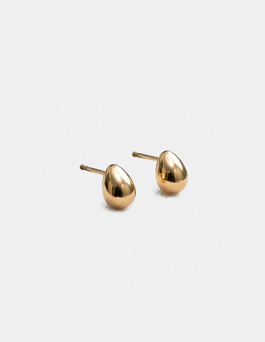 Broqueles de oro laminado 22k en forma de mini gota cóncava Festive Style