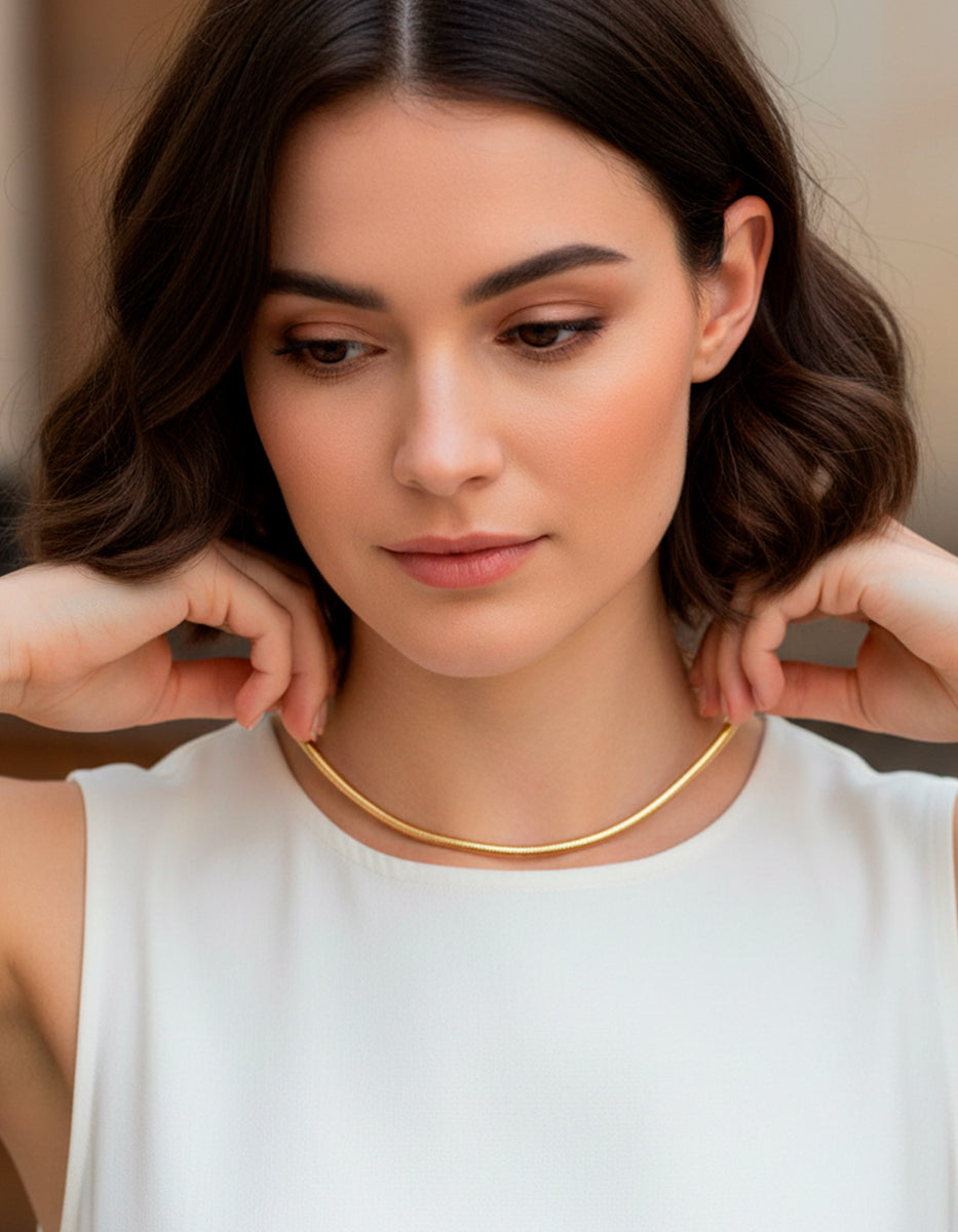 Collar de oro laminado 22k estilo panza de víbora de 45 cm