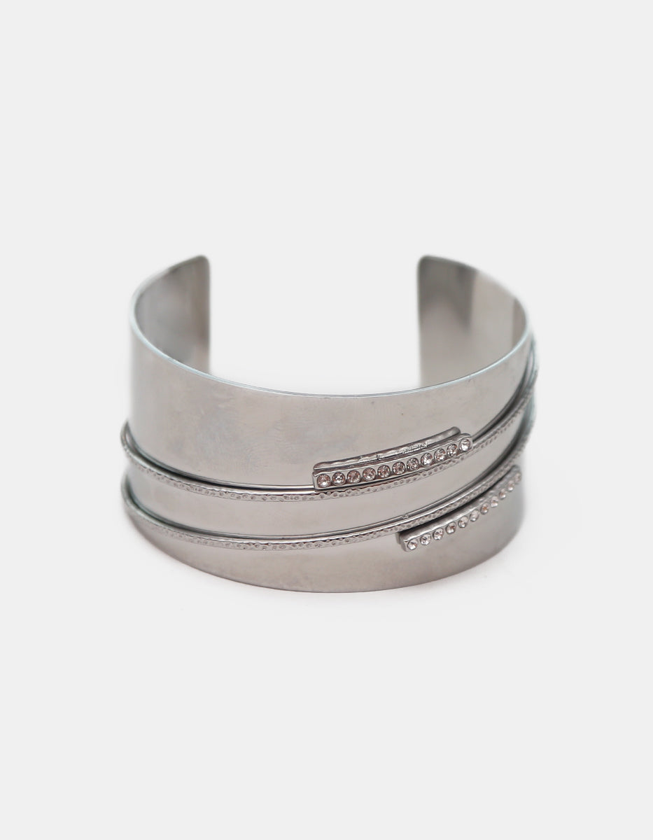 Brazalete silver-filled con topacios blancos en corte brillante Festive Style