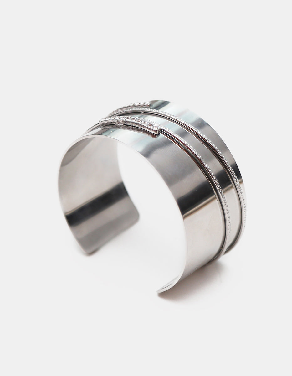 Brazalete silver-filled con topacios blancos en corte brillante Festive Style