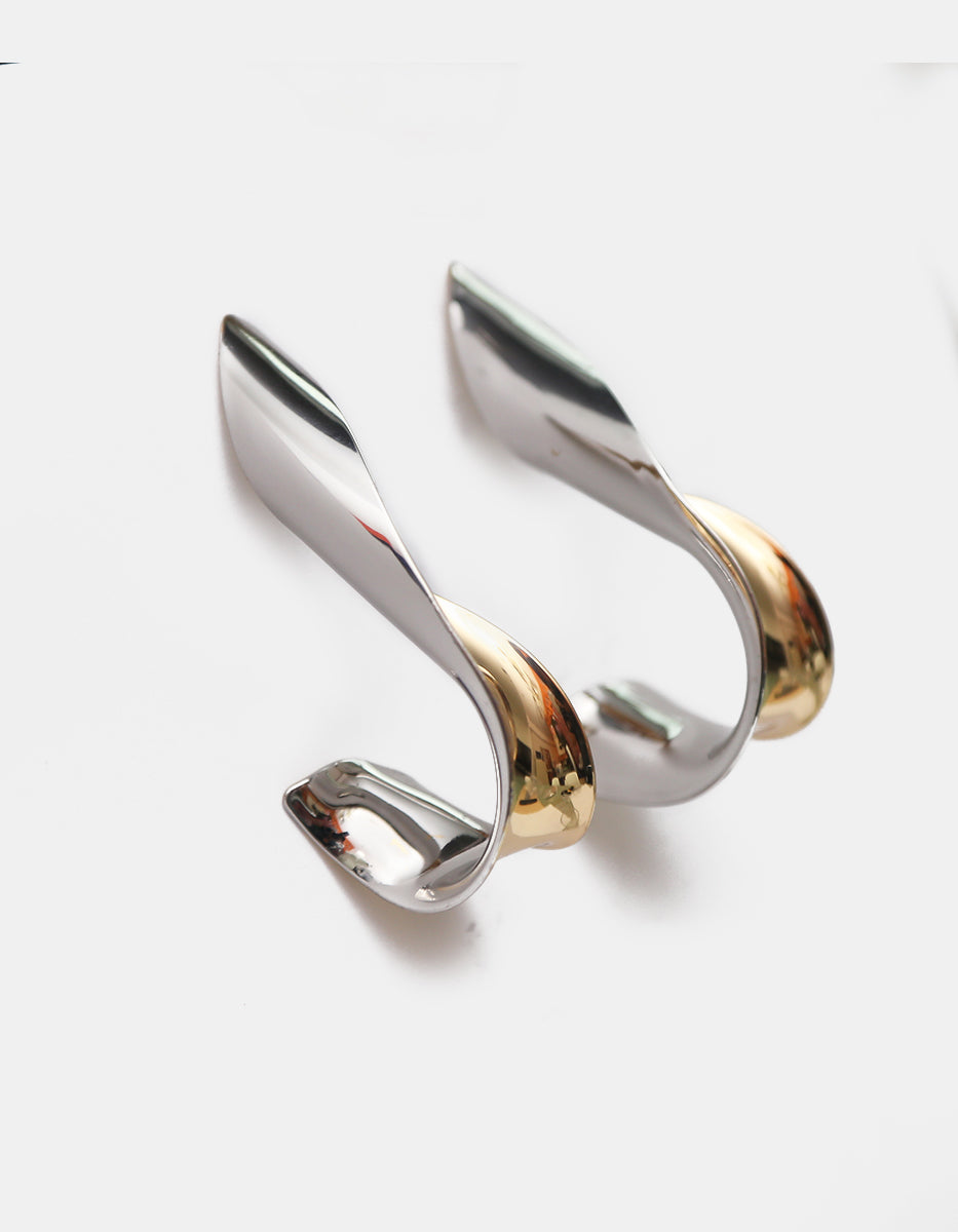 Aretes maxi de plata .925 y oro laminado con listón orgánico