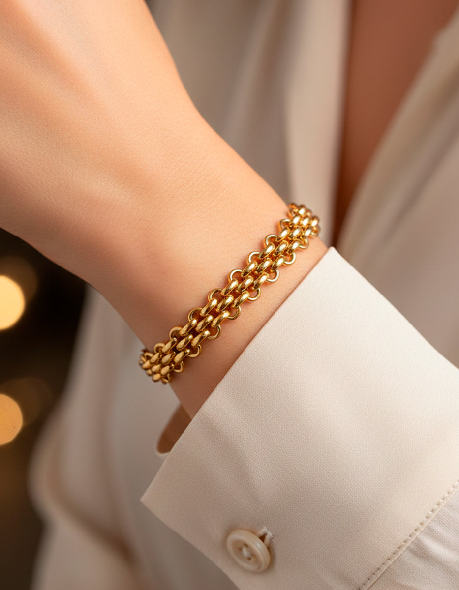 Pulsera oro laminado Eslabón pequeño Golden Chic