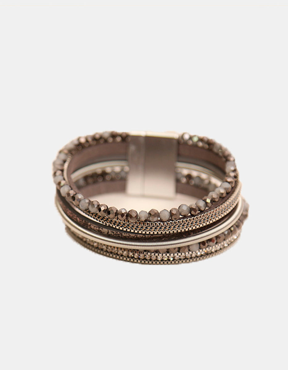 Pulsera 6 hilos cristal austriaco tono Gris