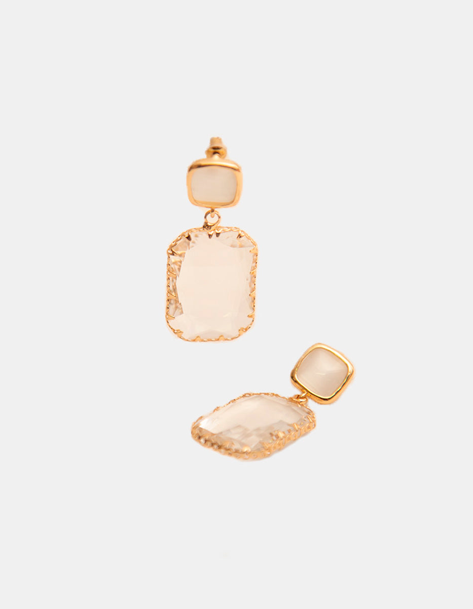 Aretes Espinolita Blanca Geométricos Marquesa