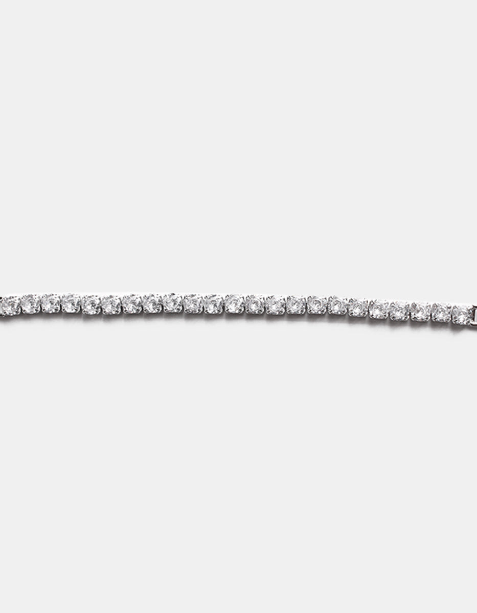 Pulsera de metal noble con topacios blancos en corte brillante Festive Style