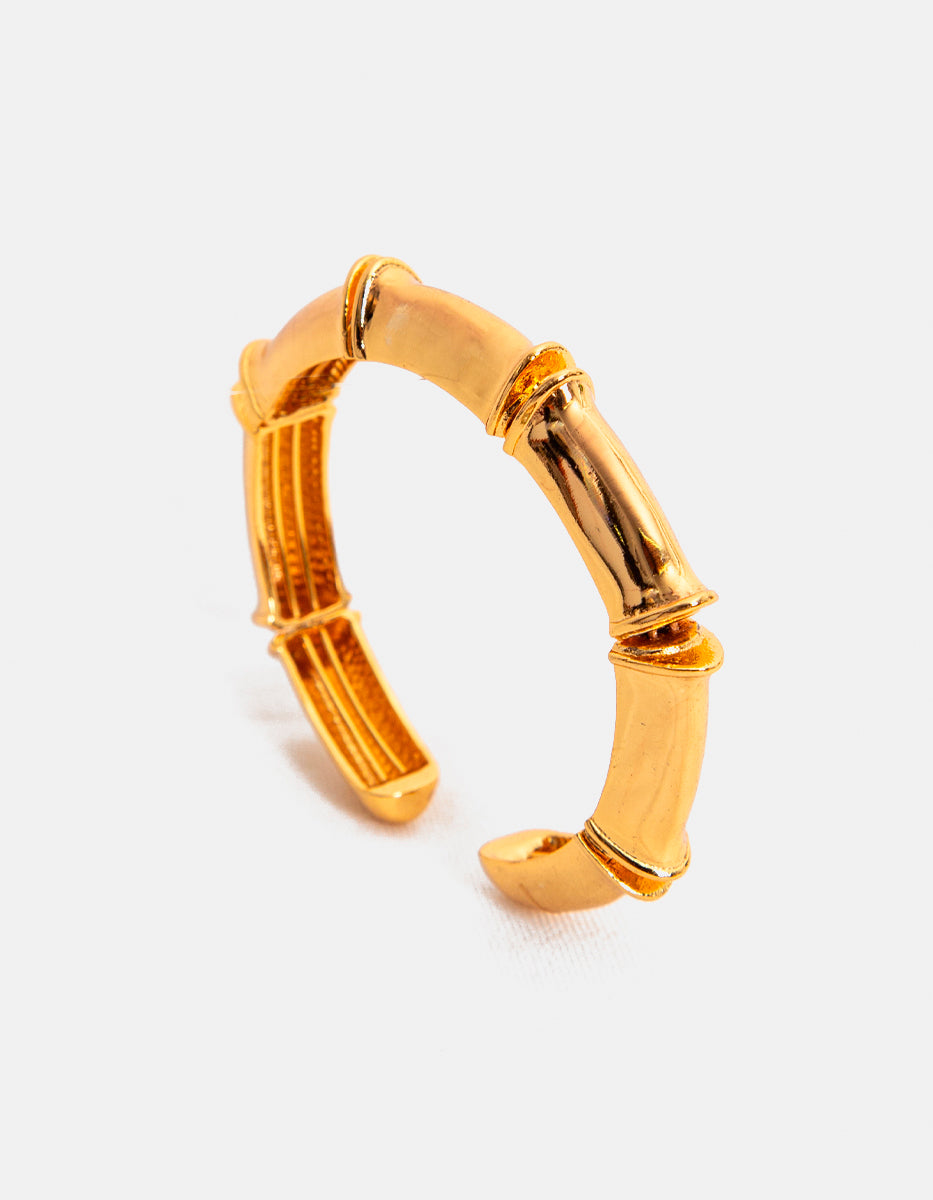Brazalete de oro laminado liso y martillado Golden Chic