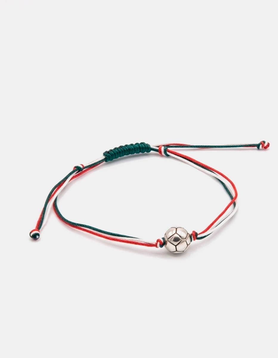 Pulsera Tlachco Balón de Plata de ley .925 con Hilos de Seda