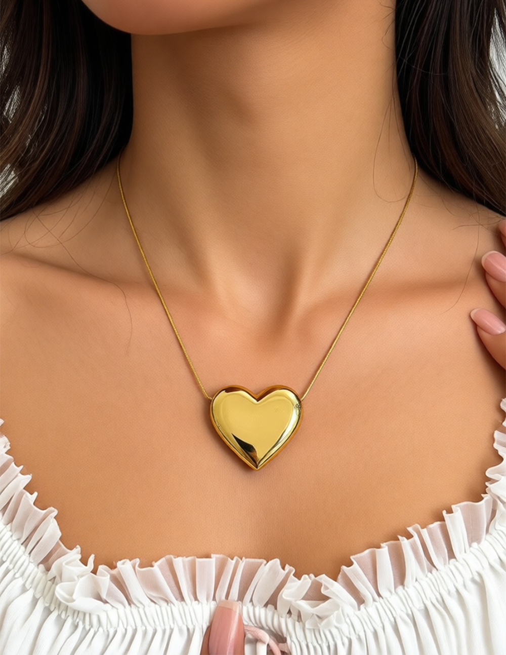Collar Gold-filled con dije en forma de corazón 3D Love Story