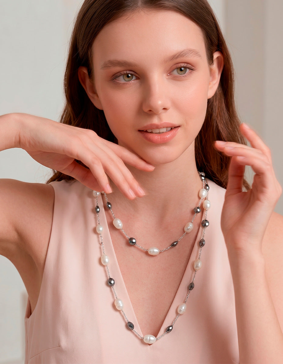 Collar de Perla mabe y gemas facetadas