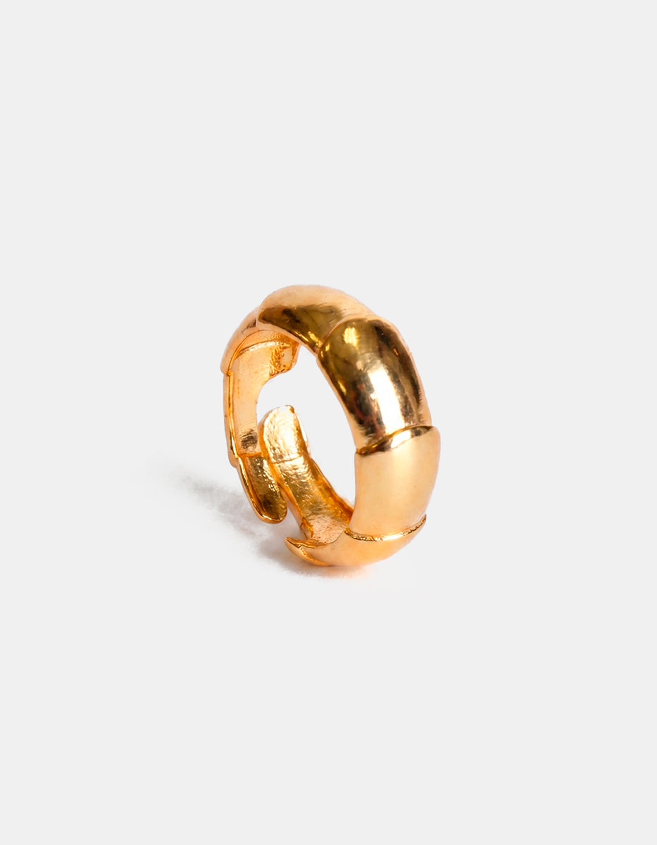 Anillo ajustable de bronce con baño de oro 22k liso