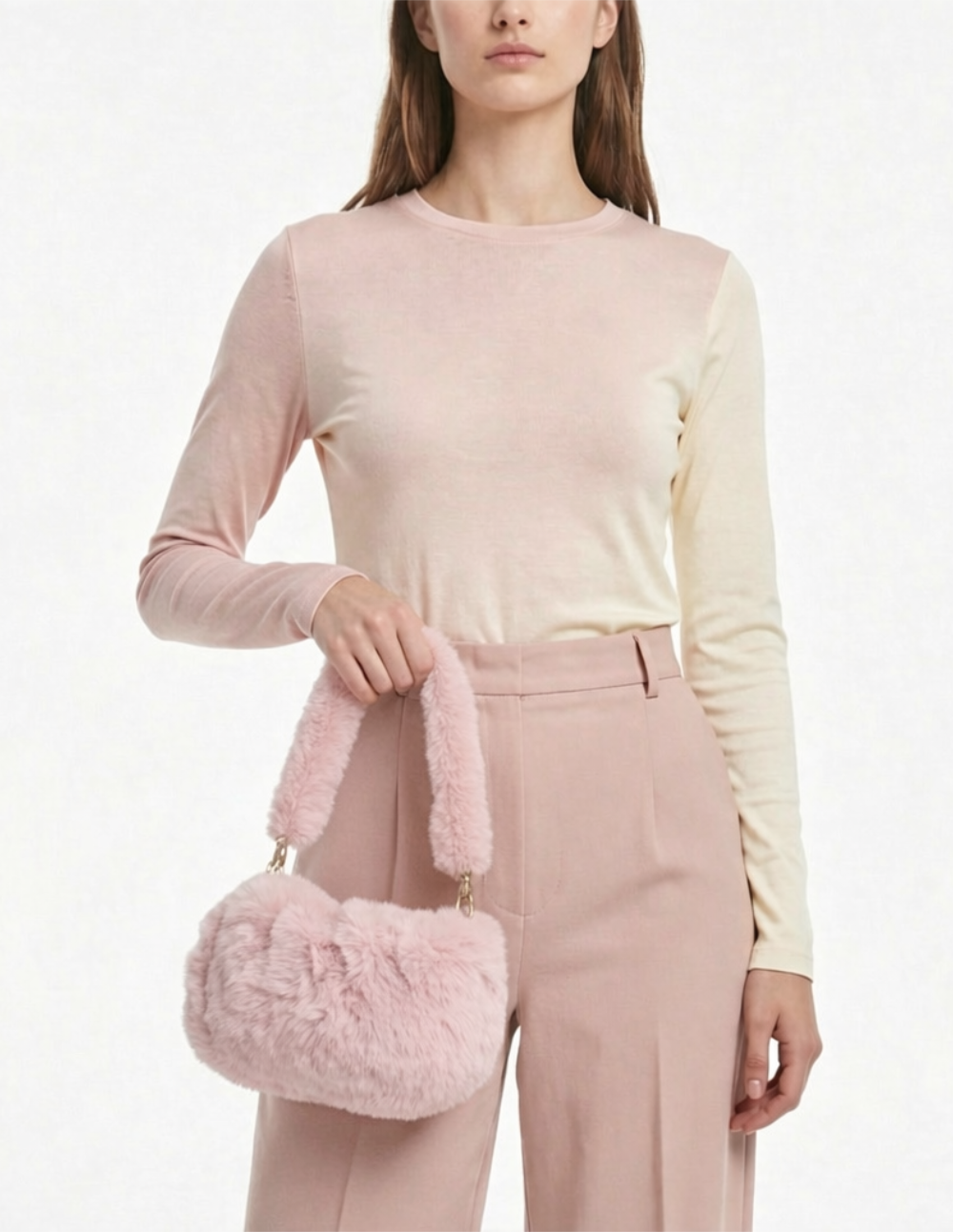 Bolso de Piel de conejo color rosa petunia chico Glam Bags