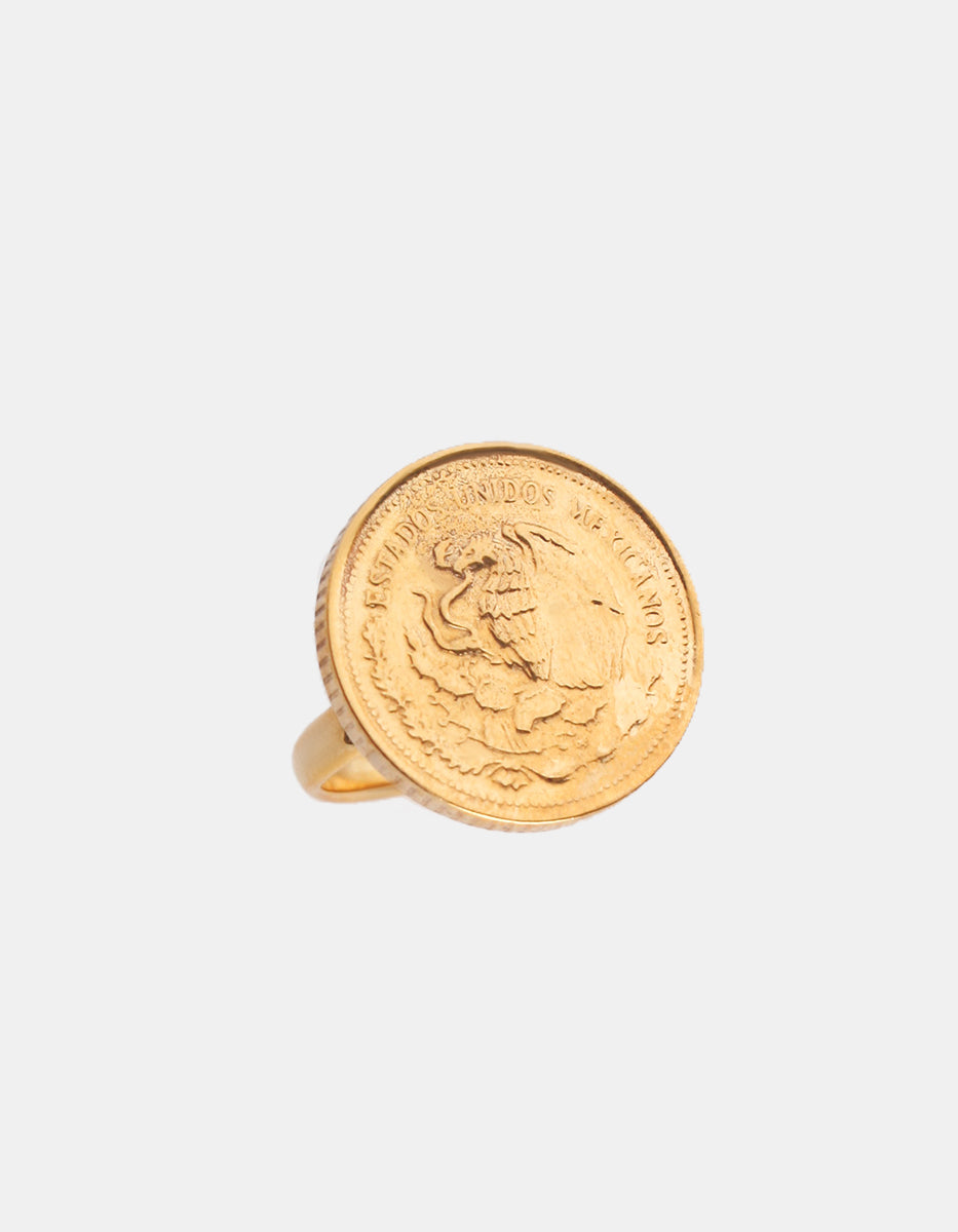 Anillo ajustable con símbolo patrio aguila baño oro 22kt Memorias