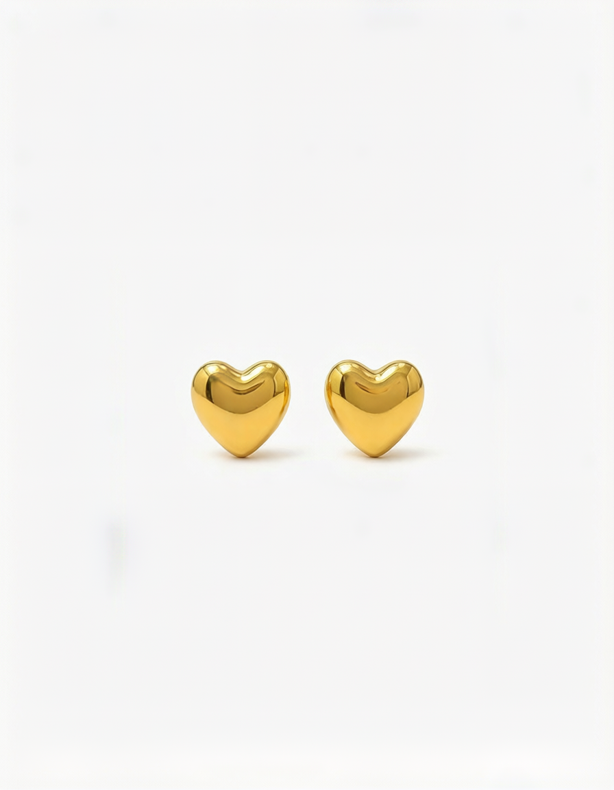 Broqueles de bronce en baño de oro en forma de corazón 4mm Love Story