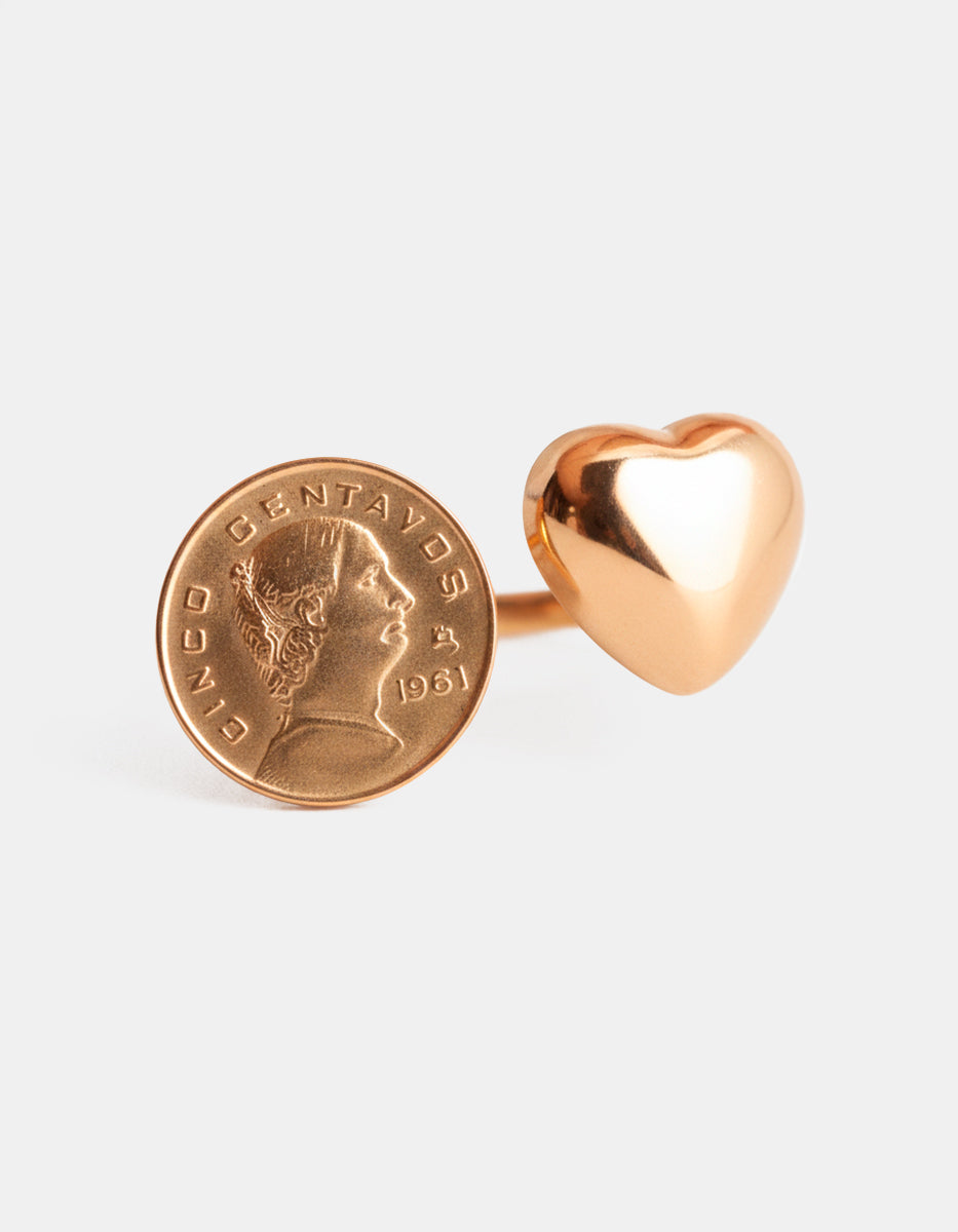 Anillo moneda auténtica corazón Memorias