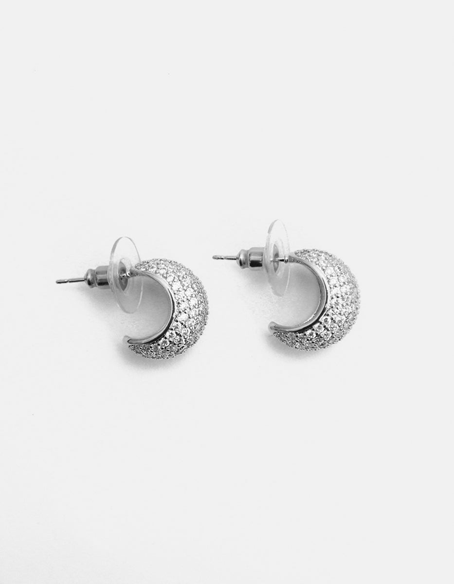 Aretes de Plata .925 en forma de luna con topacios blancos Festive Style