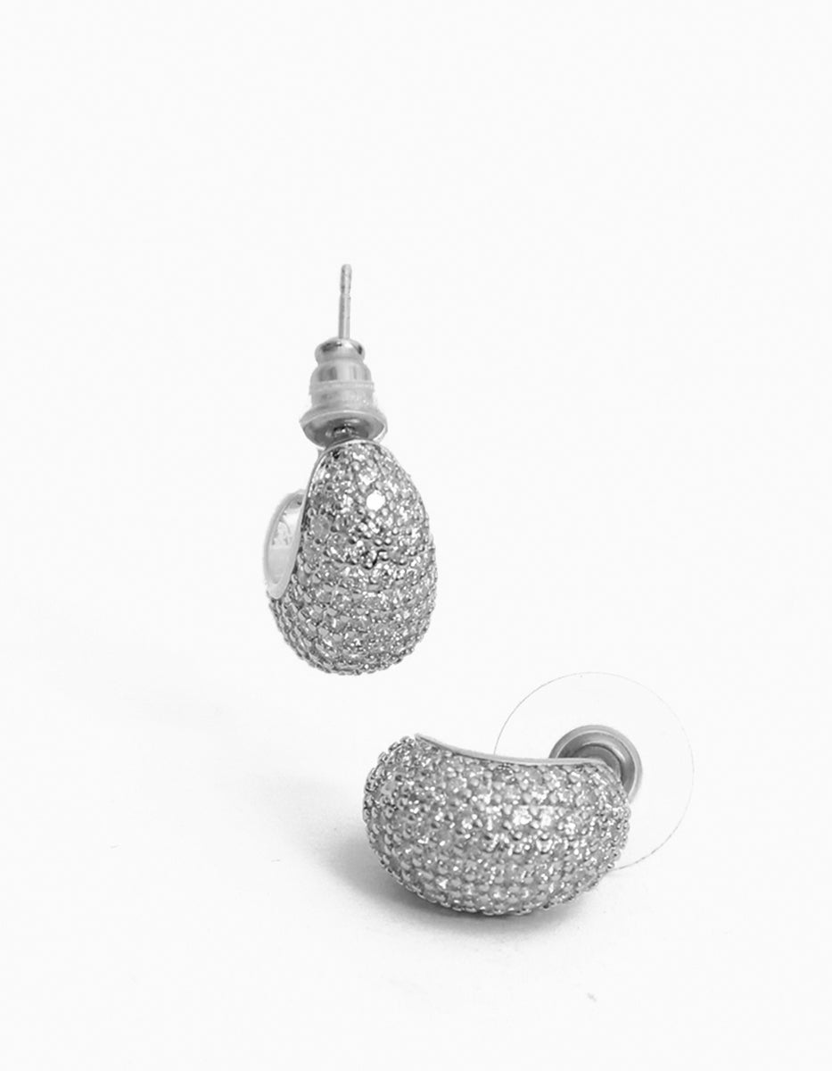 Aretes de Plata .925 en forma de luna con topacios blancos Festive Style