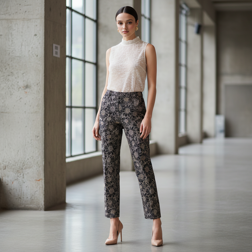 PANTALON CON TEJIDOS BORDADOS MANDRAGORA