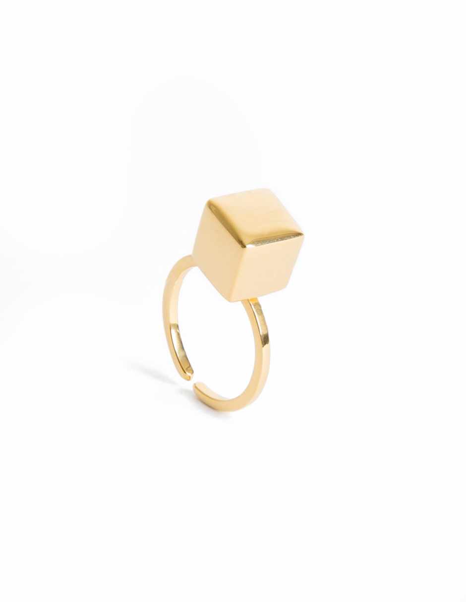 Anillo ajustable en bronce con baño de oro 22 kt Mexican Geometry