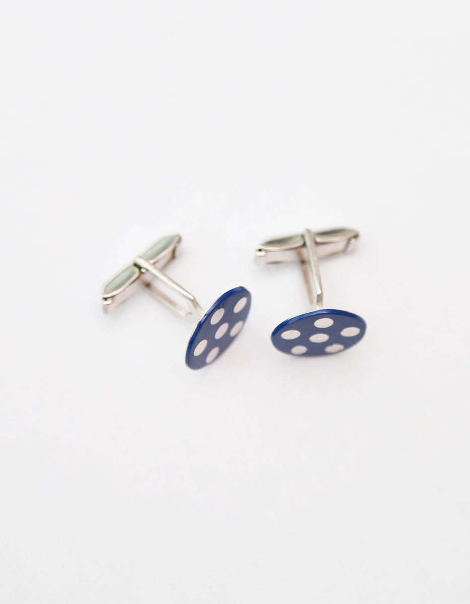 Mancuernillas circulares metal noble baño platino con lapislázuli Nordic