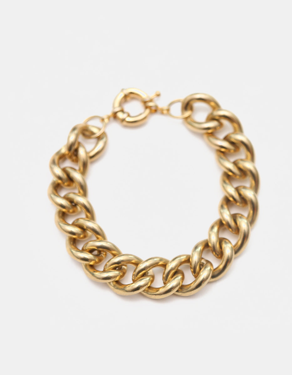 Pulsera de eslabones en bronce con baño de oro 22 kt
