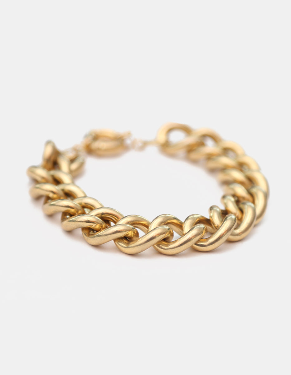 Pulsera de eslabones en bronce con baño de oro 22 kt