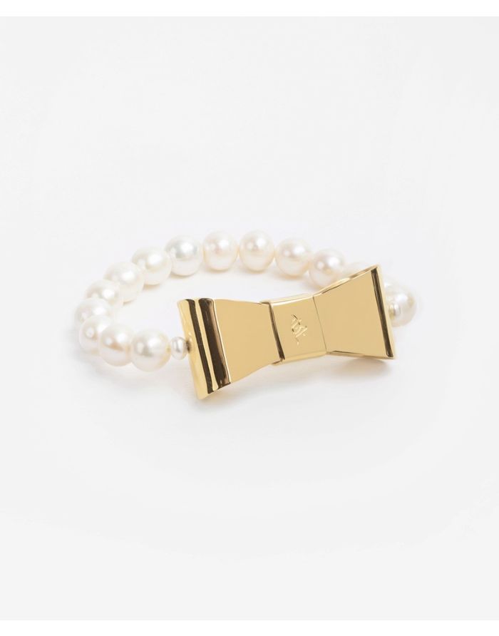 Vienna White Medium Pearls & Bow Bracelet