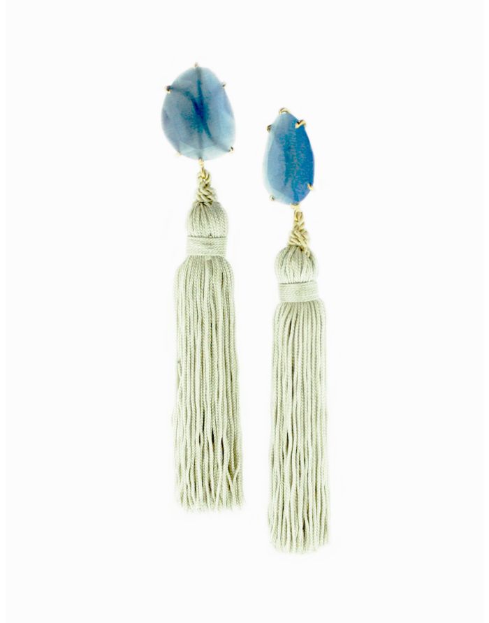 Aretes Hoja con Hilo de Seda