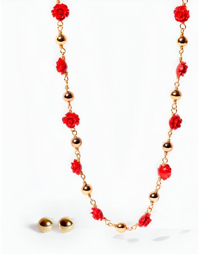 Set Rosas Para Mi  Collar y Aretes 