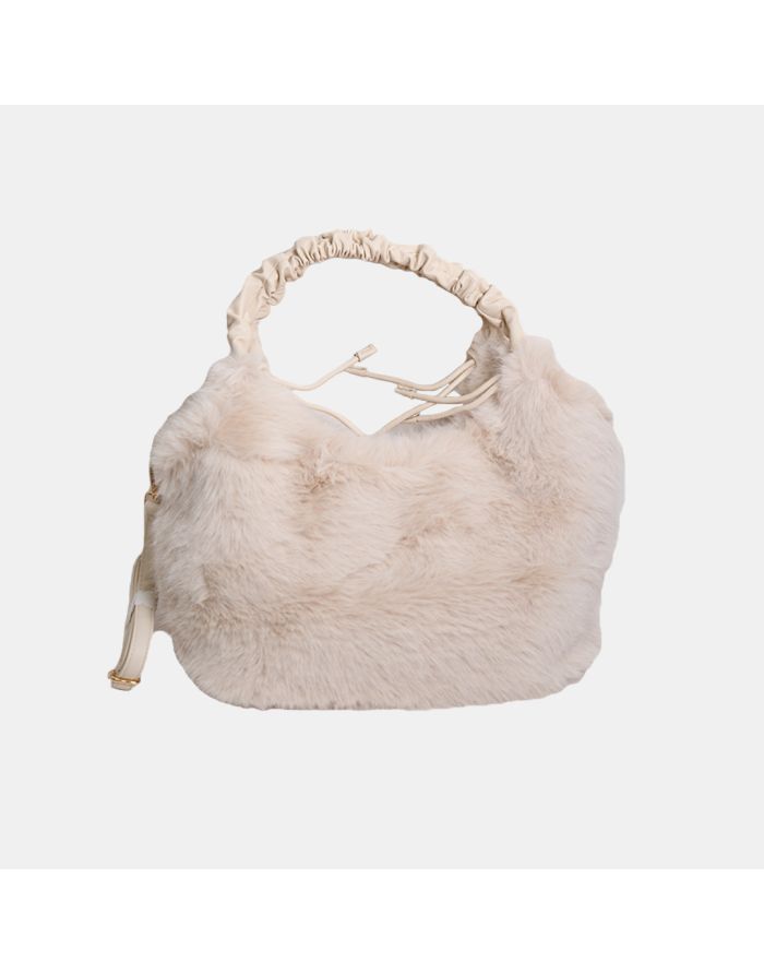Bolso Bucket Large con asa y correa de Piel y Pelo de Conejo