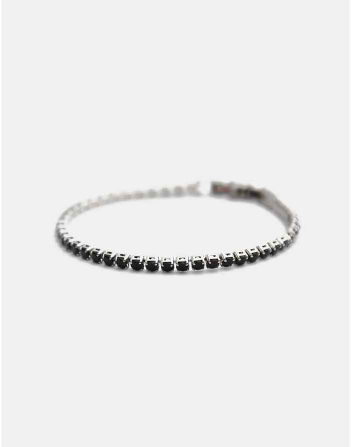 PULSERA CON TOPACIOS BLANCOS EN FORMA REDONDA