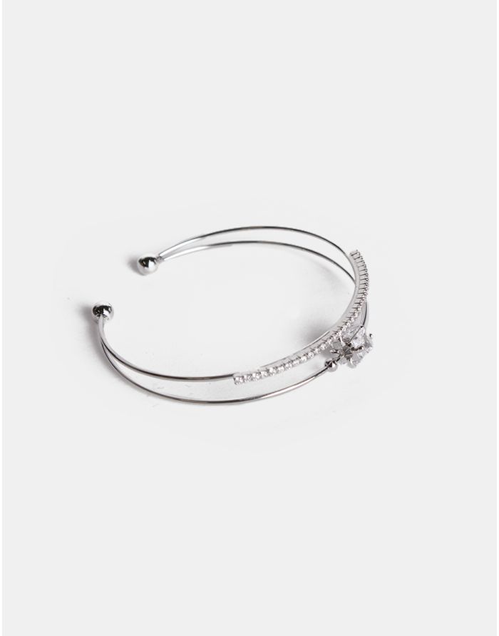 BRAZALETE DOBLE LINEA CON TOPACIOS BLANCOS