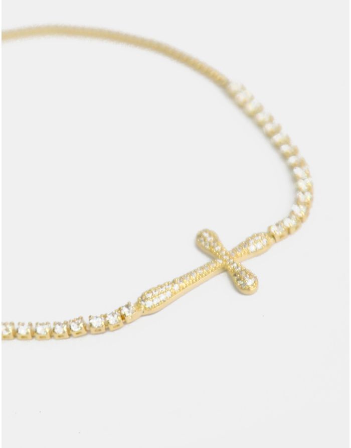 PULSERA AJUSTABLE CON DIJE EN FORMA DE CRUZ MINI