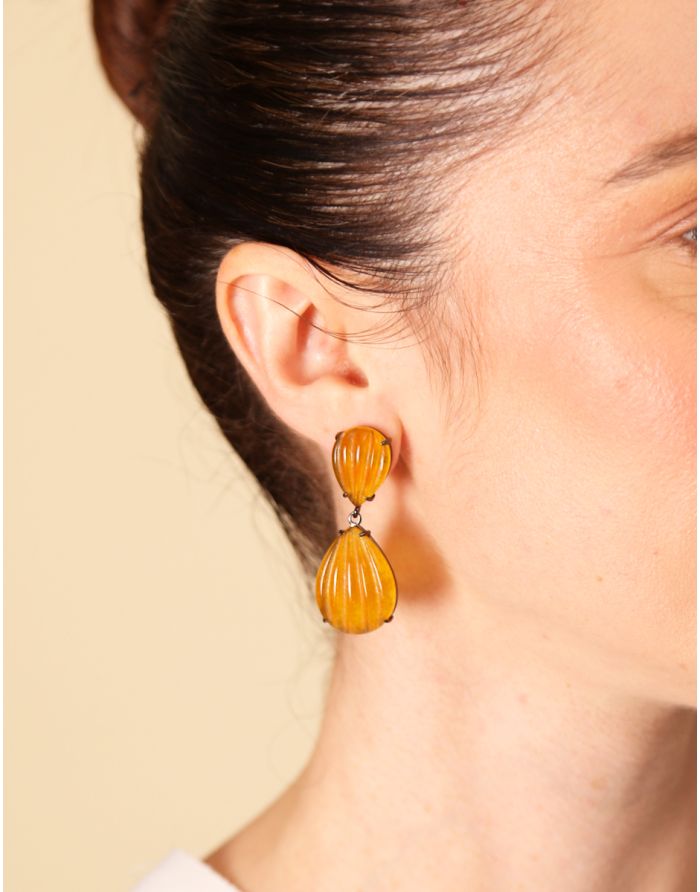 Bright Drop Stud Earrings With Natural Gems