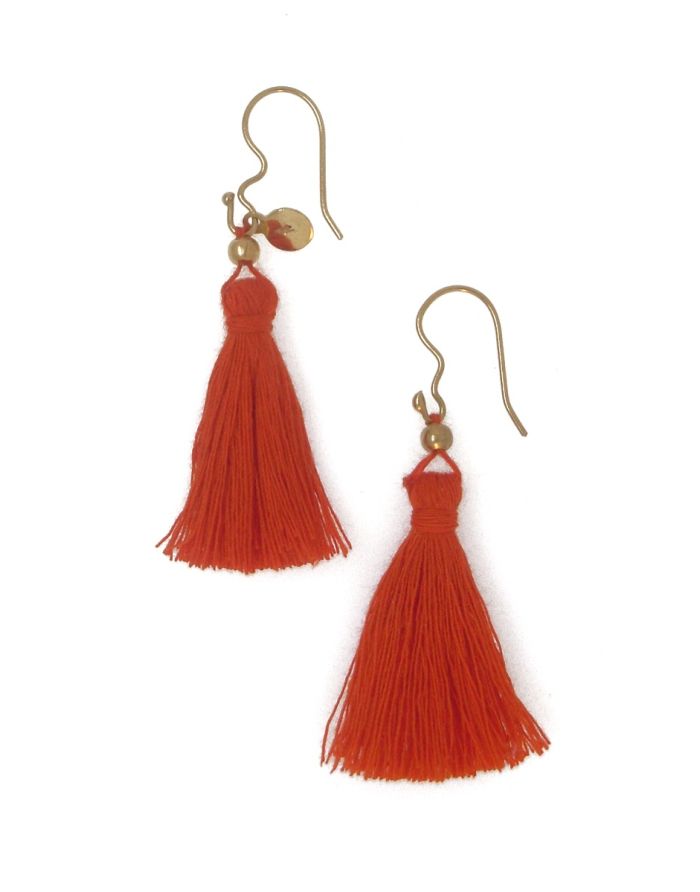 Aretes Hilo de Seda Naranja