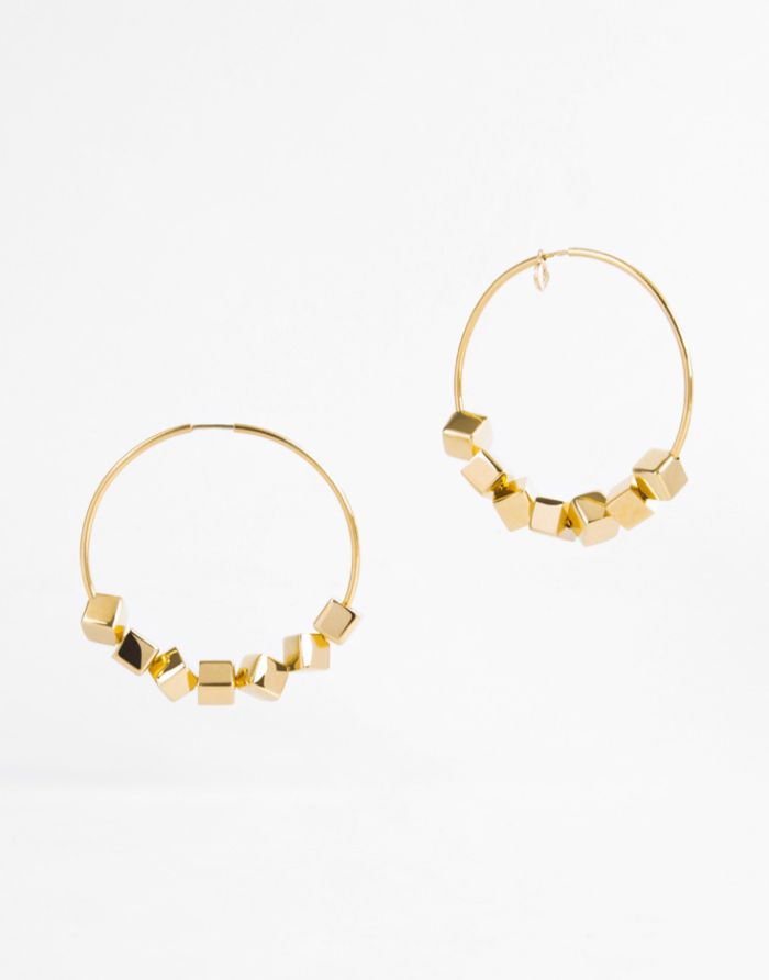 Mexican Geometry Multi-Cubes Hoop Earrings