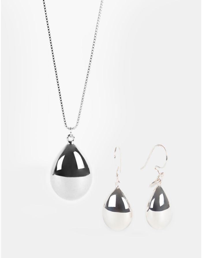 Set Gotas Plateadas Collar y aretes colección Pure Rain