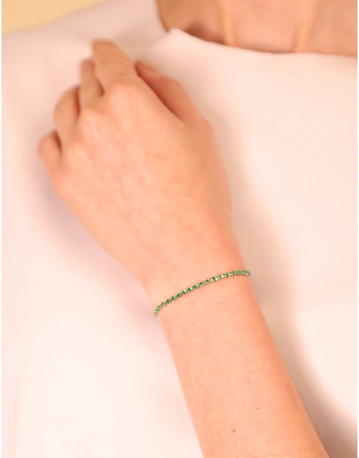 PULSERA AJUSTABLE CON TOPACIOS VERDES
