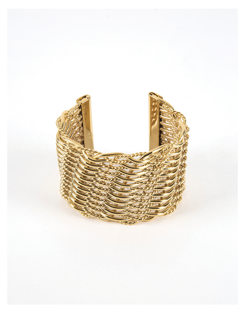 Brazaletes trenzados y rígidos bañados en Oro