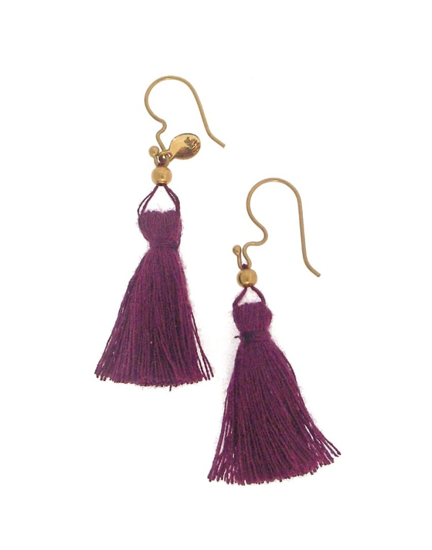 Aretes Hilo de Seda Morados