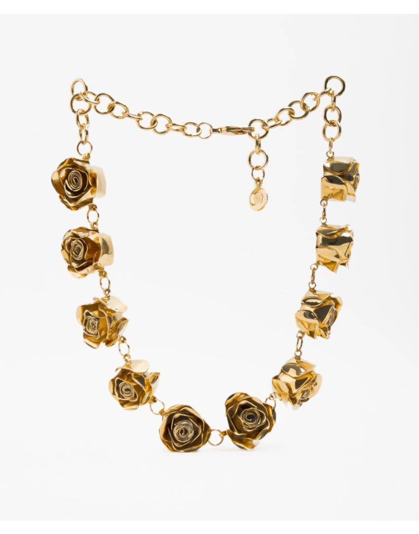 Collar con Flores en Baño de Oro 22kt